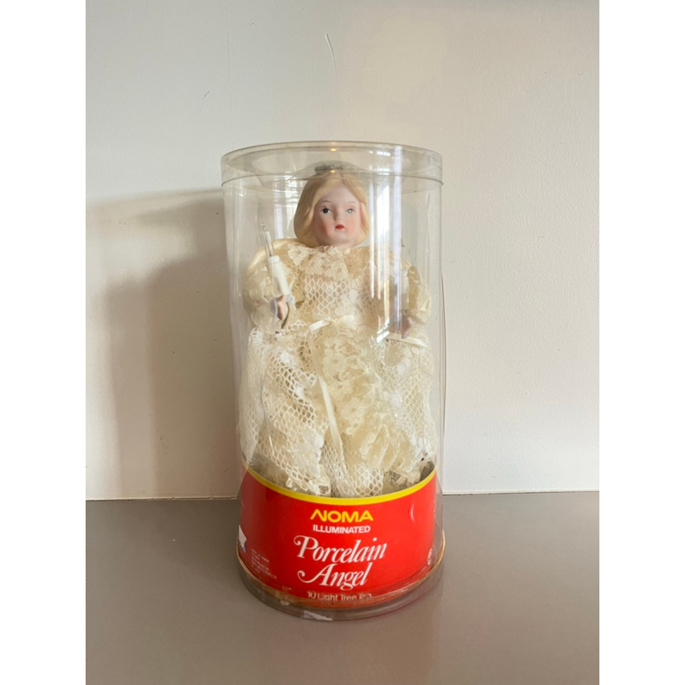 Vintage Christmas Tree Topper Vintage 80’s Beige Silver NOMA Female Angel